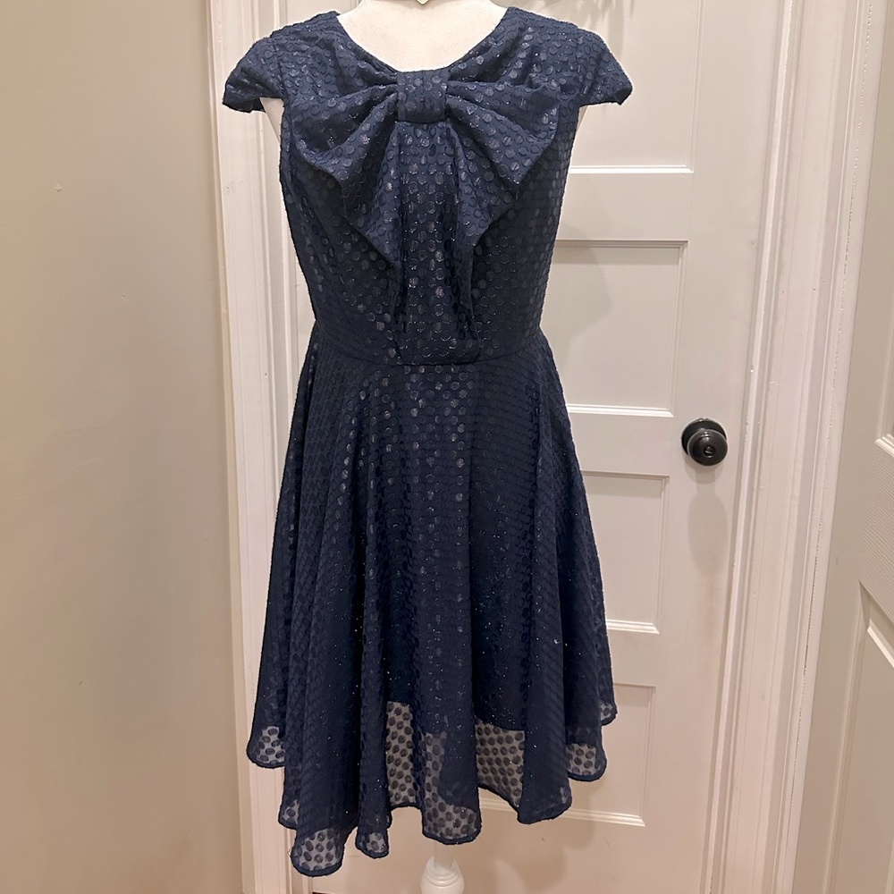 Eva Franco Midi Short Sleeve Dress with Bow